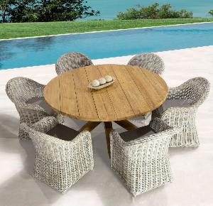 Mesa rústica redonda 160cm Teca reciclada