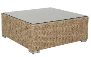 Mesa / Puf California aluminio y ratán sintético